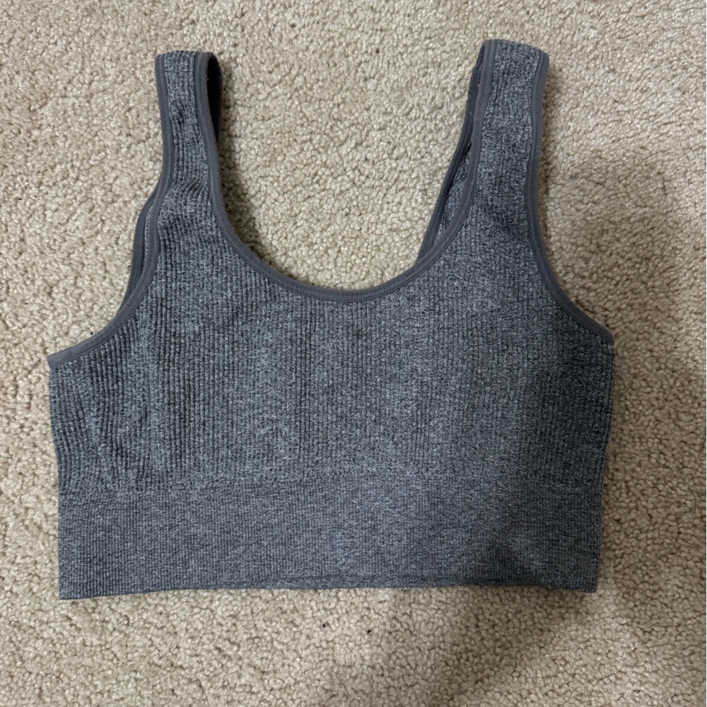 Gray Ribbed Tank Top